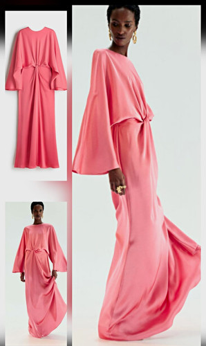 Damen maxikleid satin - maxikleid, rosa